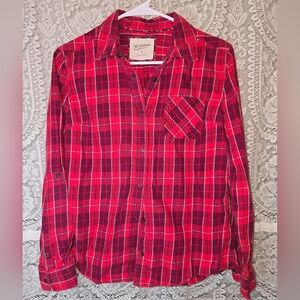 Arizona Jean Co, Red Plaid Snap, Longsleeve, Womens Med